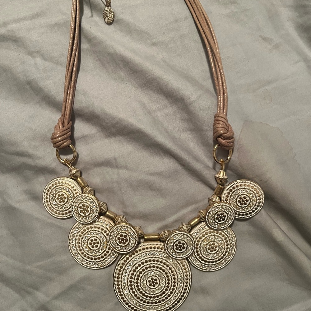 Source Unknown Gold and Brown Statement Necklace